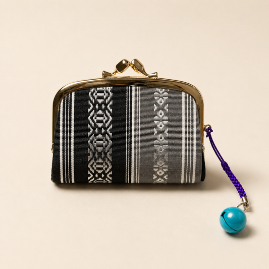 Hakata-ori Date Gama-guchi Clasp Purse — Kenjō Black & Grey