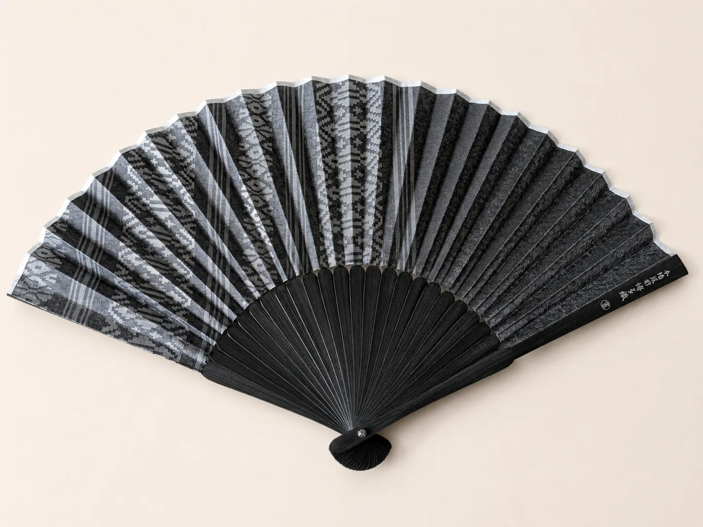 Sanui Hakata-ori sensu fan and case set in grey