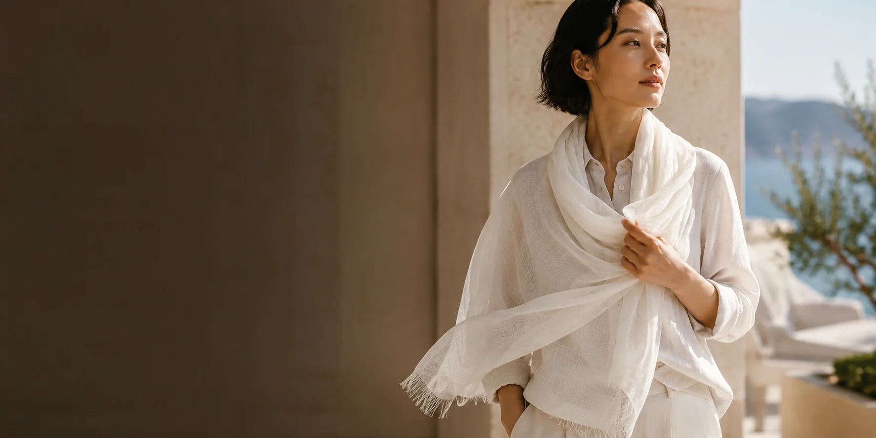 Light silk stole shown as a wearable Japanese silk gift